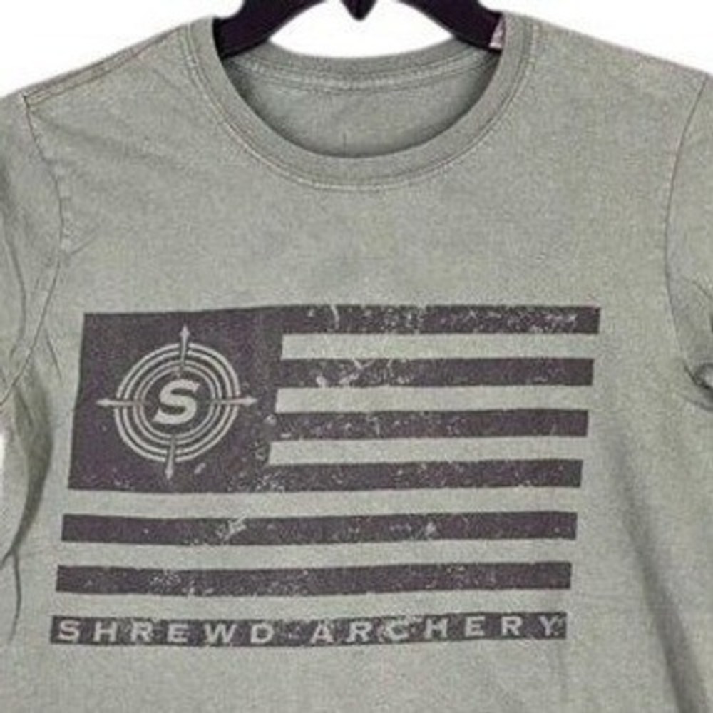 Shrewd Archery Next Level T-Shirt Mens S Green Flag Graphic Outdoor Sport Tee